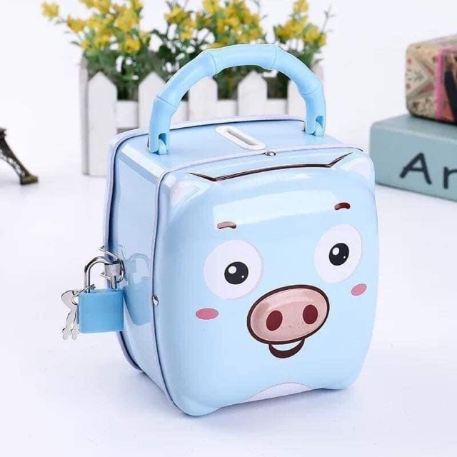 Két Sắt Tiết Kiệm Mini Hình Heo Cho Bé Có Khóa Đóng Mở Tiện Dụng