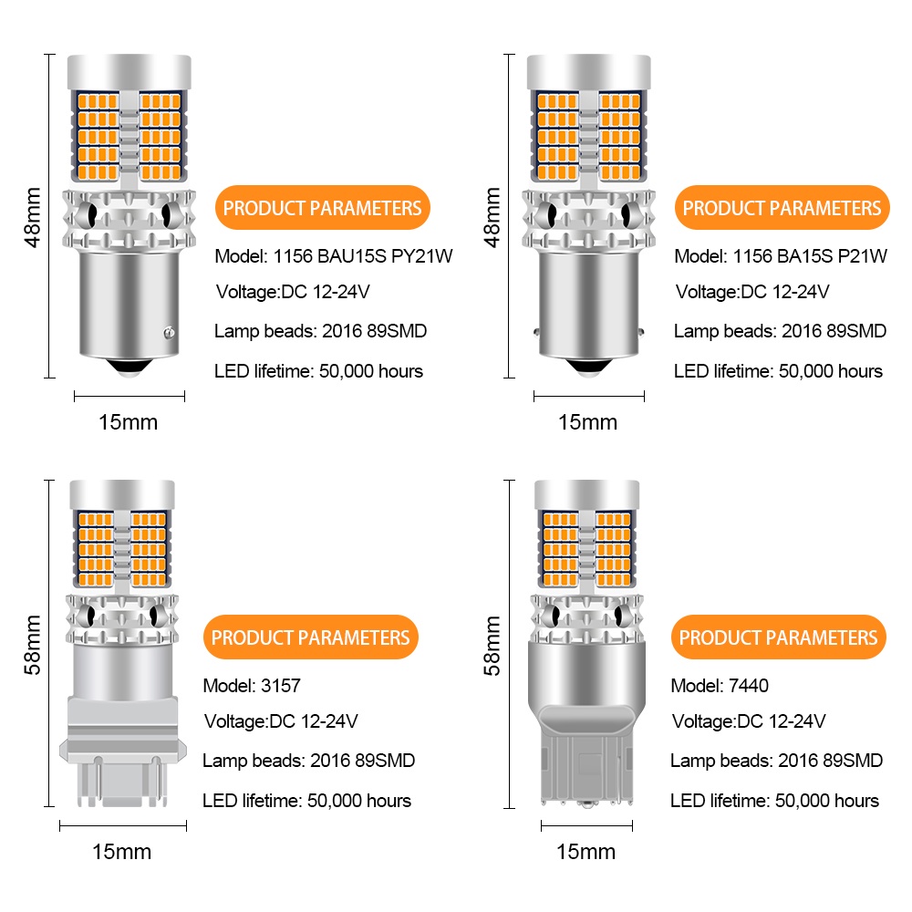 (1 cái) Đèn LED Không Lỗi Đèn LED 89 SMD Bóng đèn Phanh Xe Hơi 12V-24V 1156 3157 7440 T20 BA15S BAU15S BAY15D Chống nháy