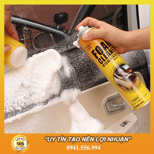 Combo 2 Bình Xịt Vệ Sinh Nội Thất Ô Tô Foam Cleaner Dạng Bọt Chai Lớn 650ML - Vệ sinh ghế nỉ, ghế vải, ghế Sofa