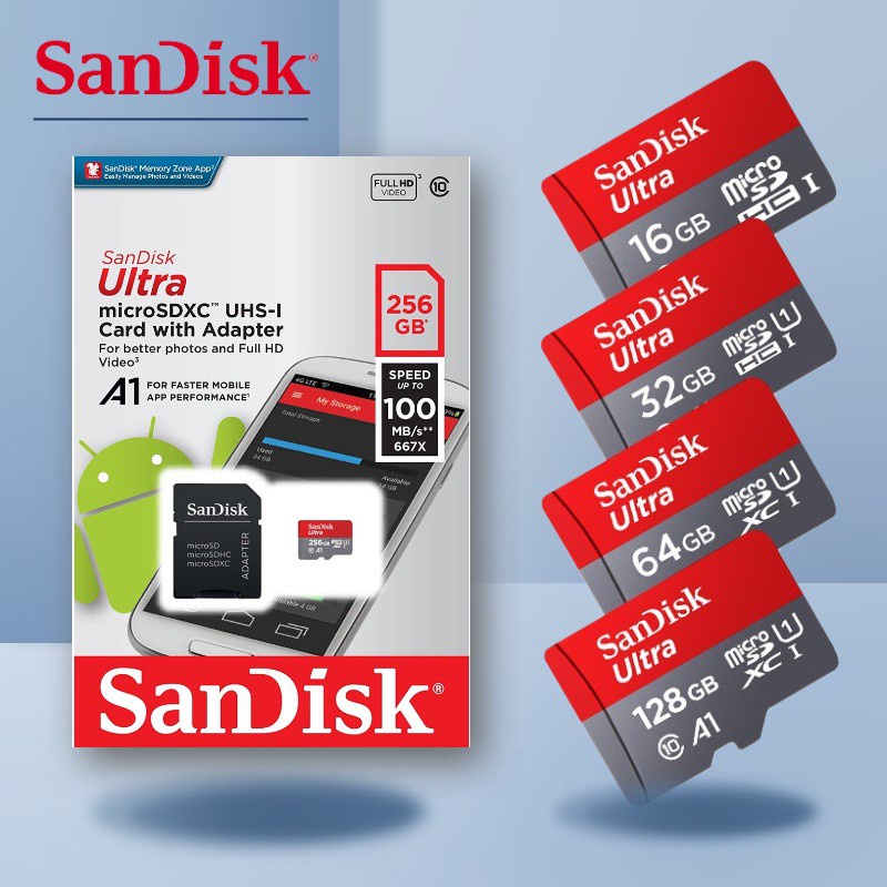 Thẻ Nhớ Micro SD Hiệu SanDisk Ultra A1 Class 32GB / 64GB / 128GB / 256GB / 512GB A1  SQUA4