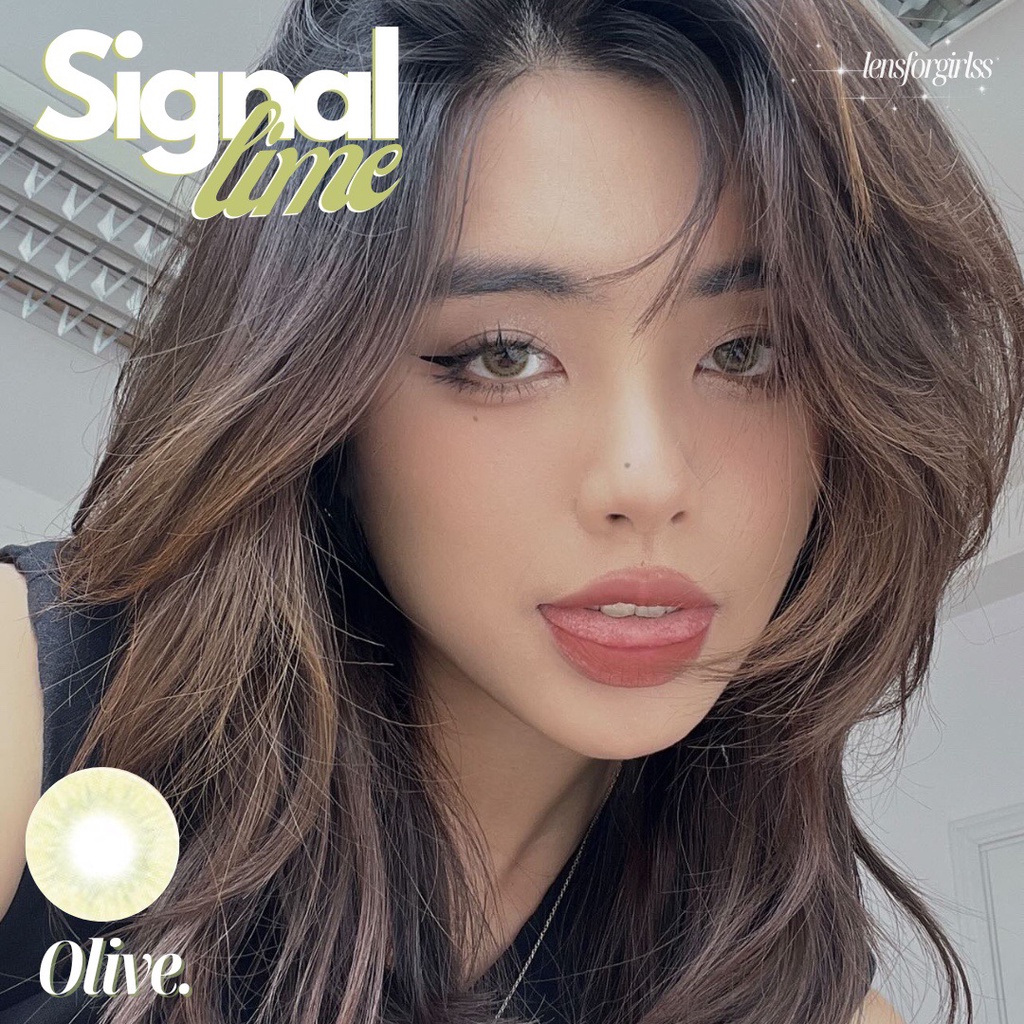 Kính áp tròng rêu ánh vàng SIGNAL LIME - Made in Korea | HSD 3-6 tháng | Lens cận