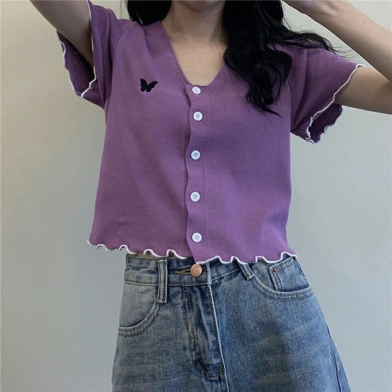 áo thun cổ tim tay ngắn cute dễ thương hàn quốc