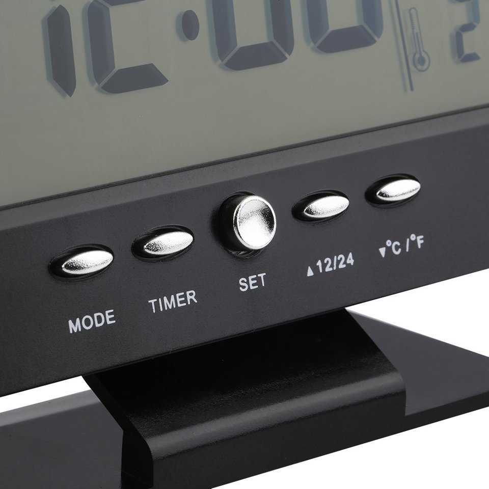 Đồng Hồ Báo Thức Thời Tiết LCD để bàn có điều khiển bằng giọng nói
