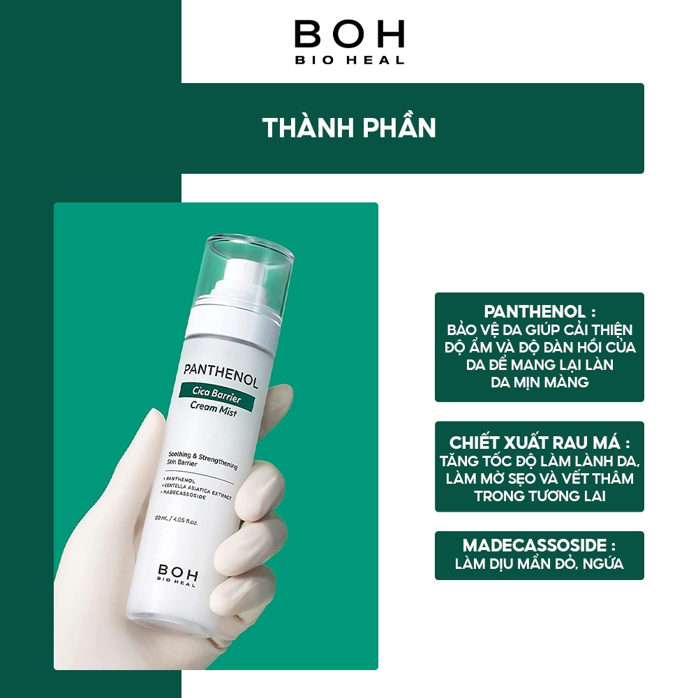 Xịt Dưỡng Trắng Da Căng Bóng BIOHEAL BOH Panthenol Cica Barrier Cream Mist 120ml