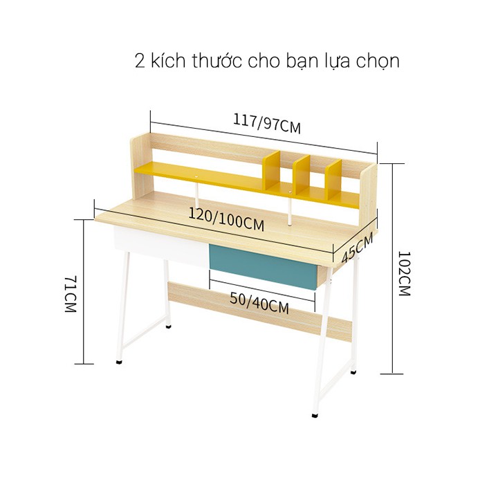 ⚡DỄ THÁO LẮP DI CHUYỂN⚡ Bàn học- Bàn máy tính hiện đại size 100cm có ngăn kéo và hộc để đồ BAH029.