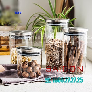 Hũ Thủy Tinh Chịu Nhiệt nắp Inox Dlisy TGFY | Nhiều Dung Tích , Thủy Tinh Cao Cấp