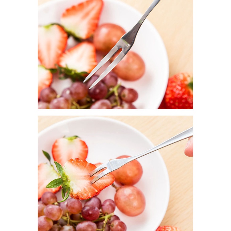 Dĩa Hoa Quả Cao Cấp - Nĩa Xiên Trái Cây Tráng Miệng Chất Liệu Inox Sáng Bóng Bền Đẹp