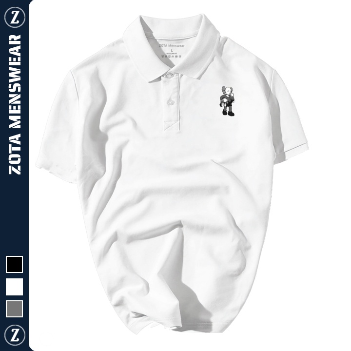 Áo polo nam, tay ngắn cổ trụ ZOTA vải CVC cao cấp co giãn 4 chiều in KAWS PL112