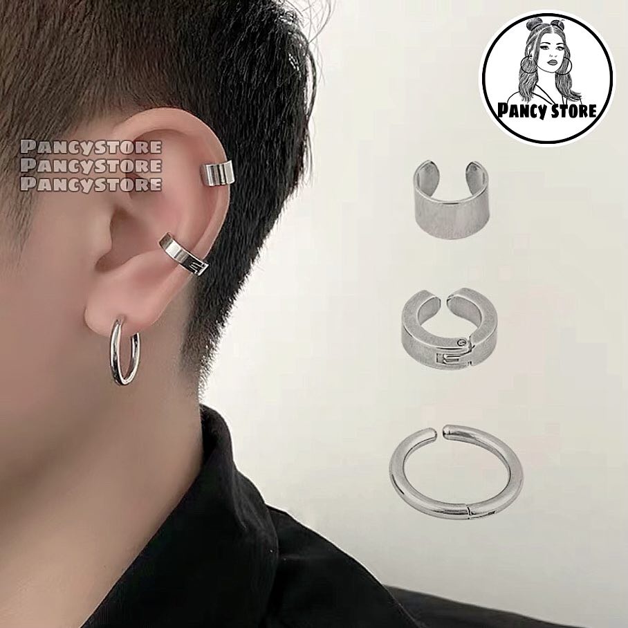 Kẹp tai titan tròn không cần xỏ lỗ nhiều kiểu Unisex