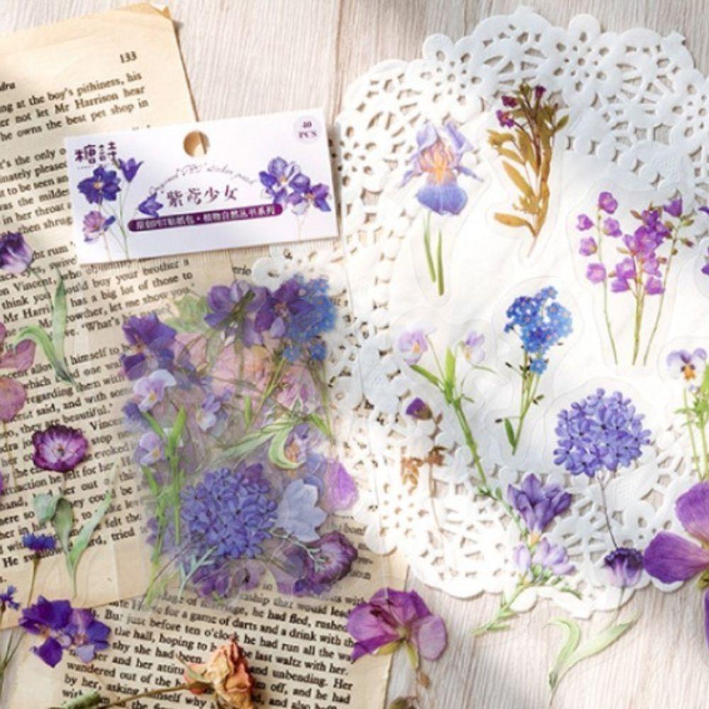 Miếng Dán PET Họa Tiết Hoa Nhiều Màu Sắc Dùng Trang Trí Sổ Tay DIY