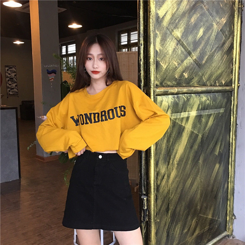 Áo Croptop Tay Dài Phong Cách Hàn Quốc Cho Nữ