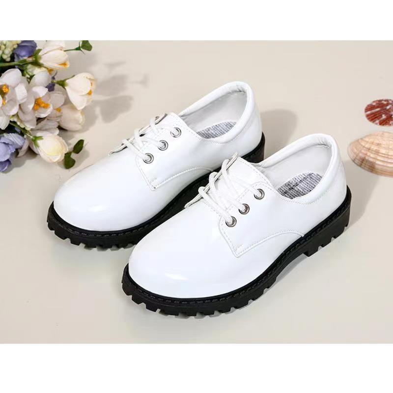 Giày Lười Nam Màu Đen &#Giày Da Đế Mềm Màu Trắng Đen Phong Cách Anh Quốc Cho Bé 039; S