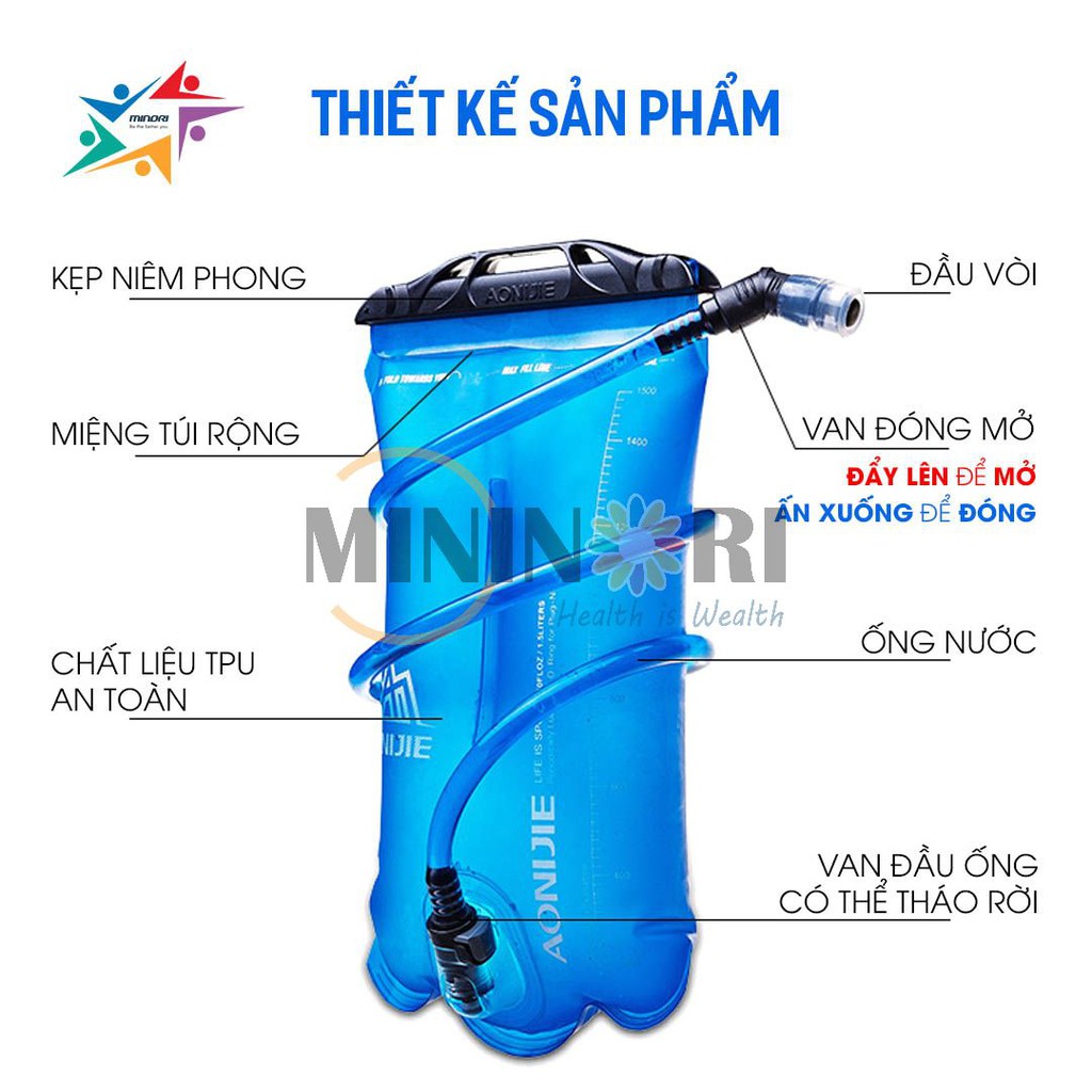 [Mã MINI20k hoàn 10% đơn 199K tối đa 20K xu]Bình Nước Thể Thao 2L, 1,5L, 3L Vest Nước Aonijie SD161-SD163-SD165