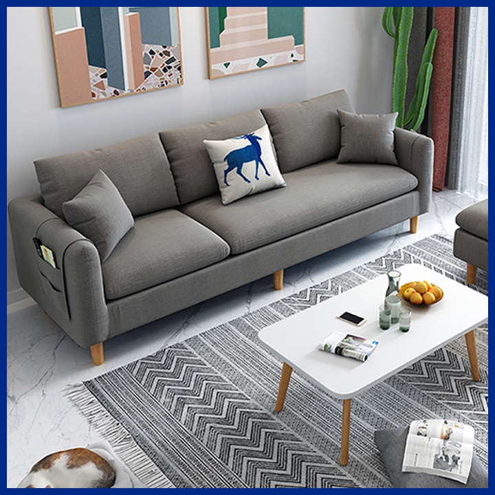 Sofa chữ L phòng vải canvas cao cấp, ghế sofa phòng khách