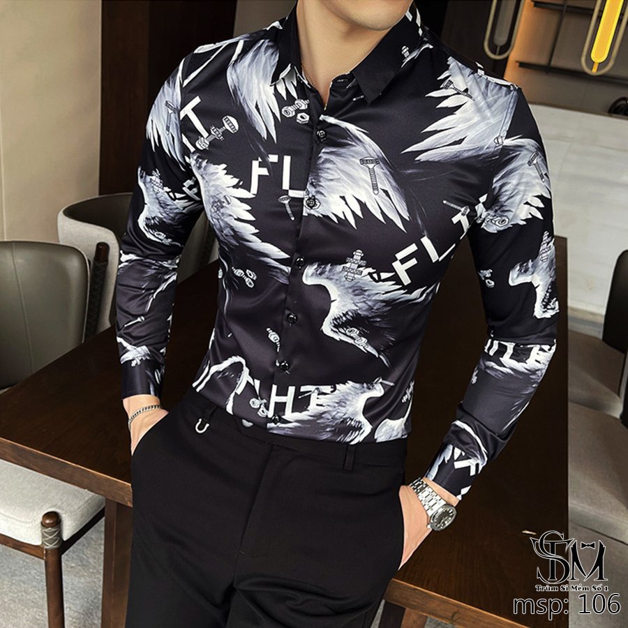Áo Sơ mi nam họa tiết xu hướng mới thời trang mới HALLA áo sơ mi đẹp kiểu công sở hàn quốc đẹp