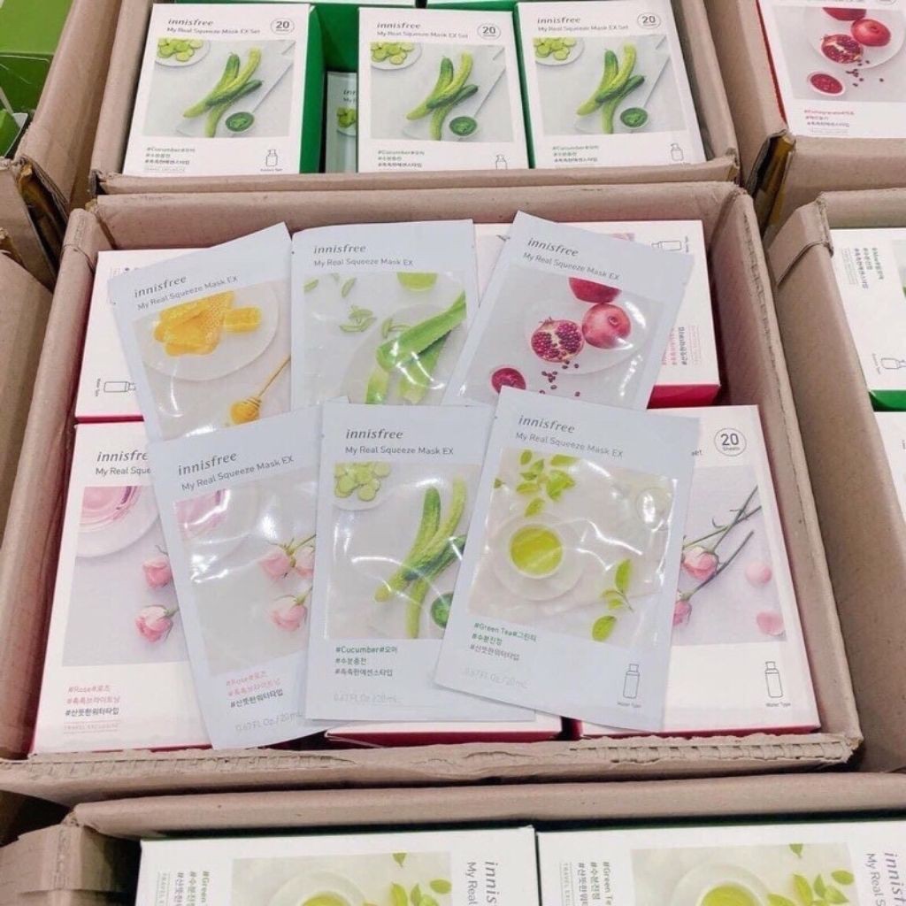 Mặt nạ giấy innisfree {𝑪𝑨𝑴 𝑲𝑬̂́𝑻 𝑪𝑯𝑰́𝑵𝑯 𝑯𝑨̃𝑵𝑮} mặt nạ giấy innisfree My real Squeeze Mask Ex set 20ml | BigBuy360 - bigbuy360.vn