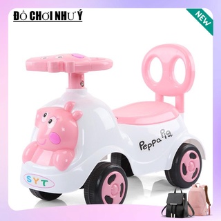 Xe chòi chân - Xe lắc heo cho bé 2in1 có nhạc ,tựa lưng và cốp