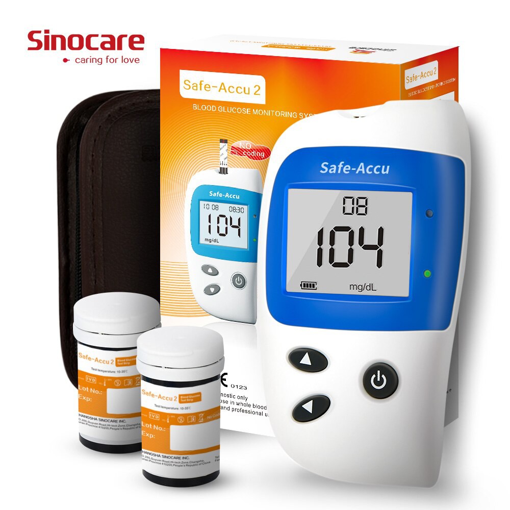 Máy đo đường huyết kỹ thuật số cao cấp Sinocare safe-accu2 + QUE THỬ+ KIM CHÍCH MÁU + BÔNG CỒN + ÁO MƯA TRONG SUỐT
