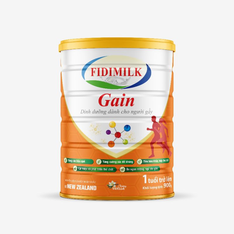 (Thanh lý sữa bị móp hộp) Sữa bột Fidimilk Gain 900g cho người gầy, ăn uống kém từ 1 tuổi trở lên.