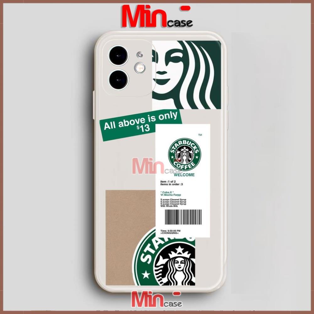 Ốp lưng iPhone cạnh viền vuông silicon mềm dẻo iphone 6/6s/7/8/X/XS/XR/11/12/13 Pro Plus Max cute hình trà sữa Starbucks