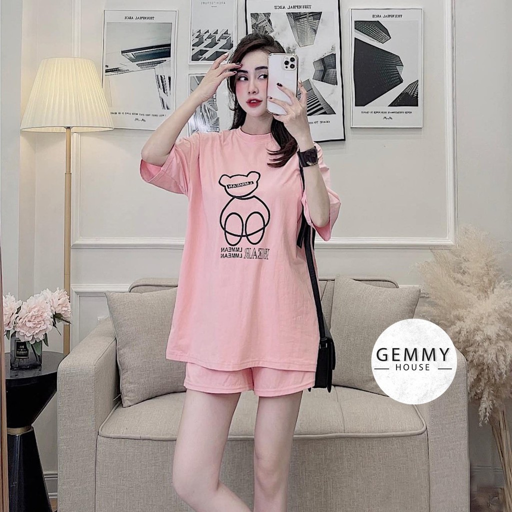 Bộ mặc nhà nữ mùa hè , đồ bộ bigsize chất cotton Gemmy House in hình gấu Bear