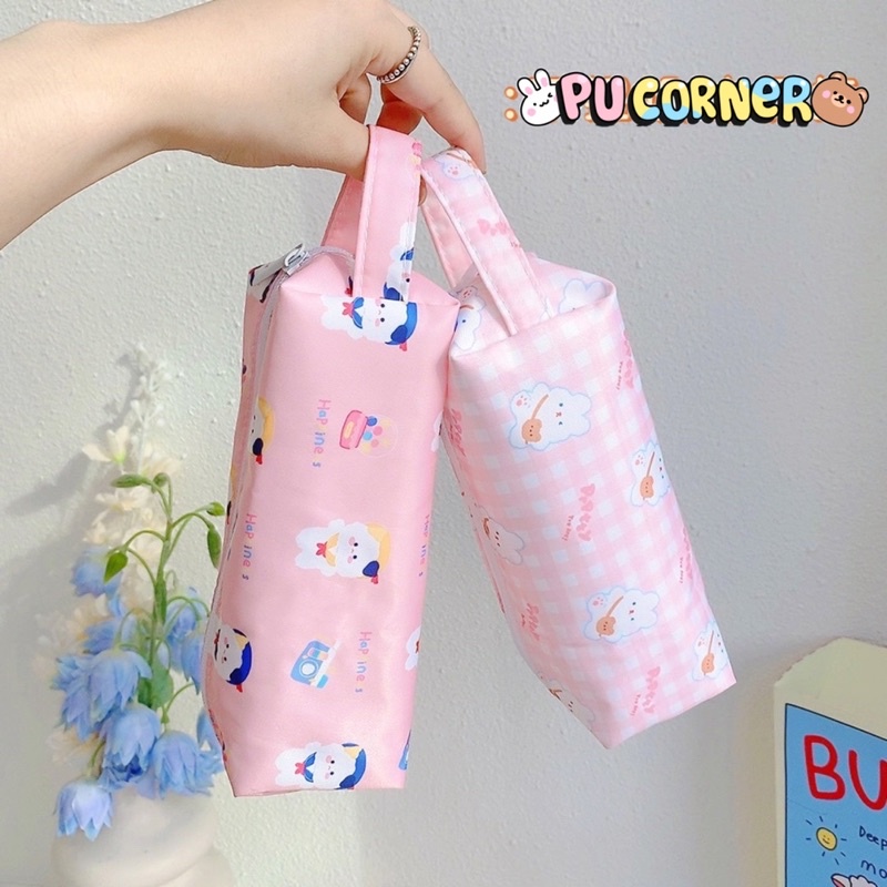 Hộp bút - bóp viết vải dù hình gấu thỏ cute