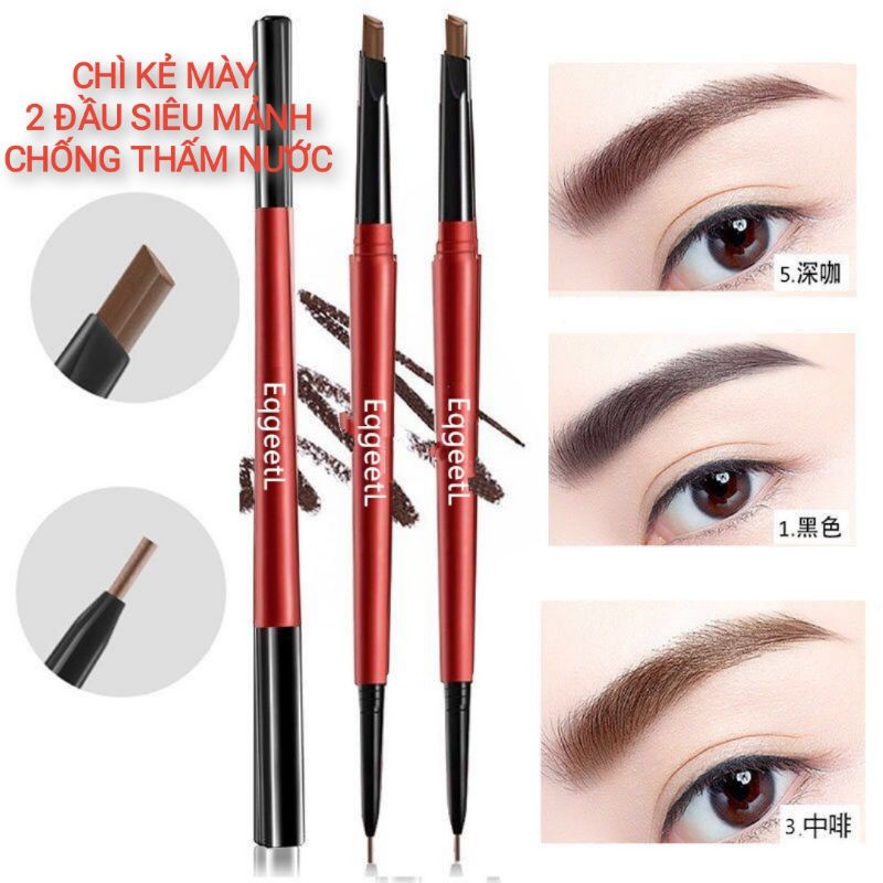 Bút Kẻ Lông Mày 2 Đầu Siêu Mảnh Chống Thấm Nước