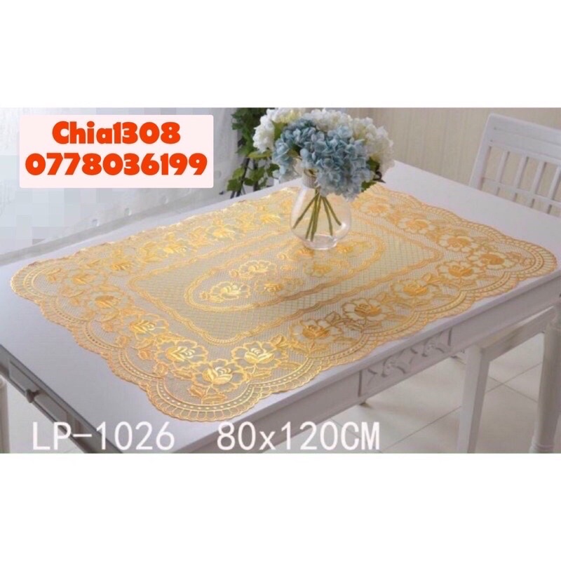 KHĂN TRẢI BÀN (80x 120cm)HOA VÂN NỔI CAO CẤP ( sỉ ib)