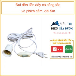 Đui đèn liền dây có công tắc và phích cắm đuôi đèn E27 LH-S-P-3m