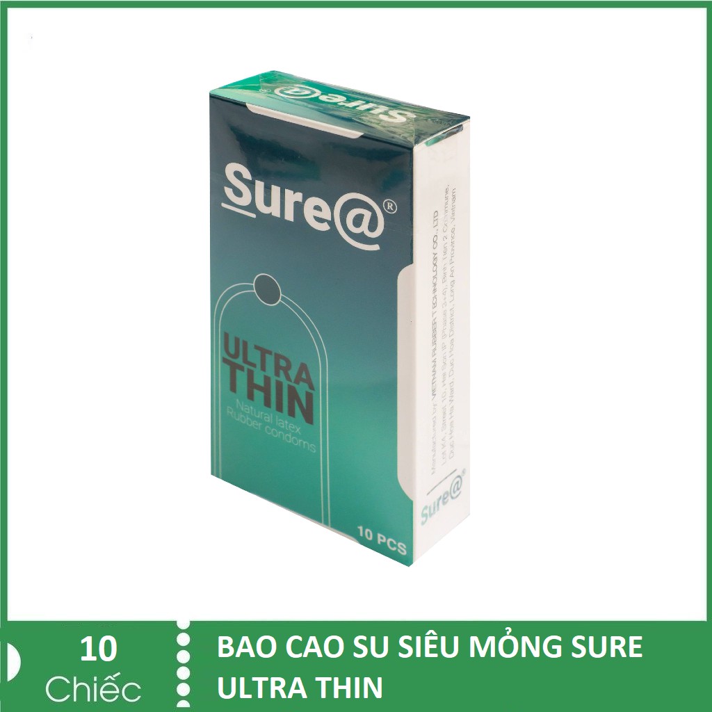 Bao cao su siêu mỏng siêu trơn Sure Ultra Thin - hộp 10 bao