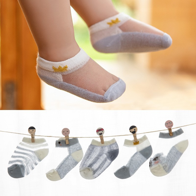 [Set 5 Đôi] Tất Lưới Cho Bé Siêu Mỏng Thoáng Khí Thu Đông Từ 0-8 Tuổi