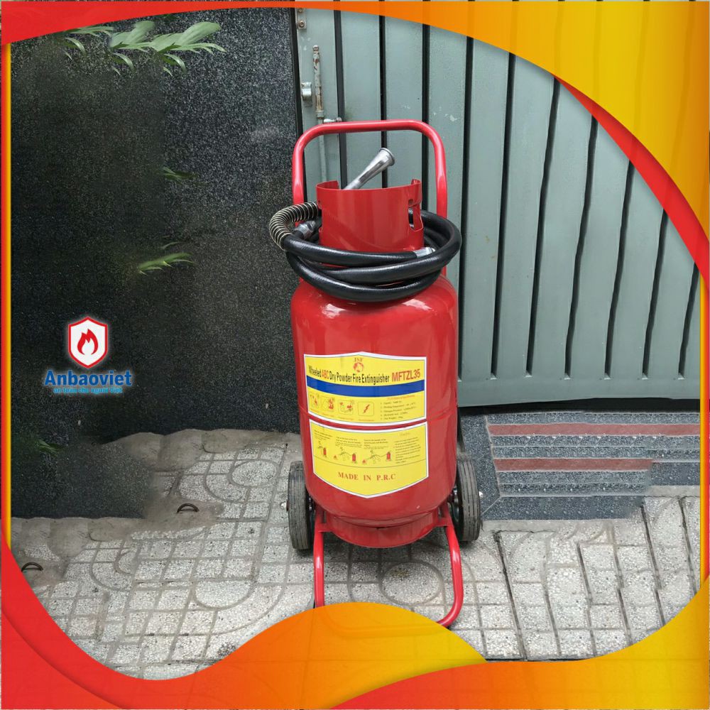 Bình chữa cháy bột  ABC 35kg  có xe đẩy, dùng cho nhà xưởng - MFTZL35