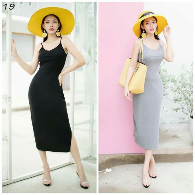 [THANH LÝ SHOP] Đầm thun maxi body xẻ tà