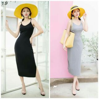[THANH LÝ SHOP] Đầm thun maxi body xẻ tà