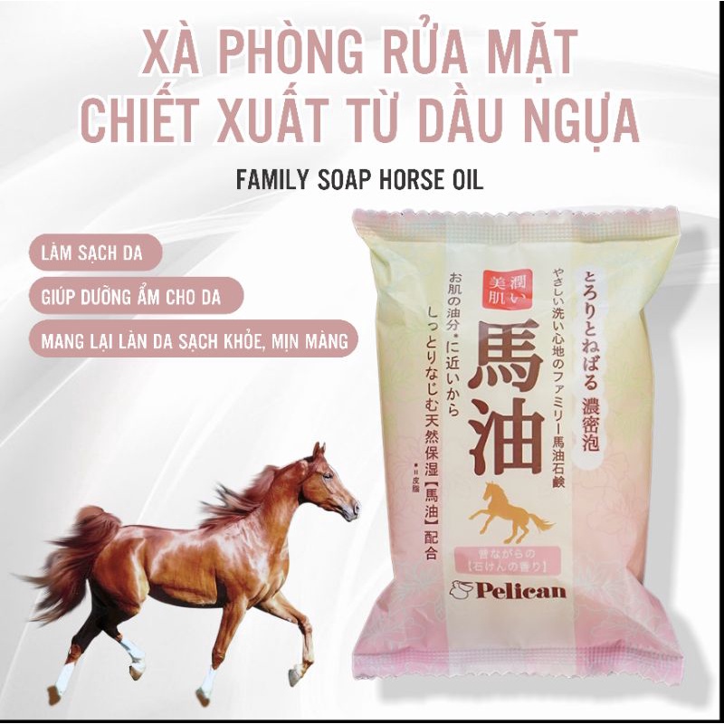 Xà Phòng Rửa Mặt Dưỡng Trắng Mịn Da Pelican Family Soap Horse Oil Chiết Xuất Từ Dầu Ngựa