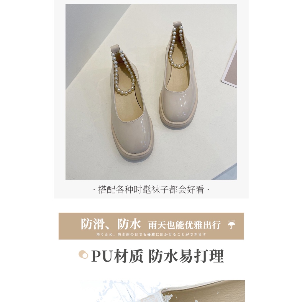 Retro British Wind Small Leather Shoes Female 2021 Summer New Versions Low With Pearl Japan Jk Mary