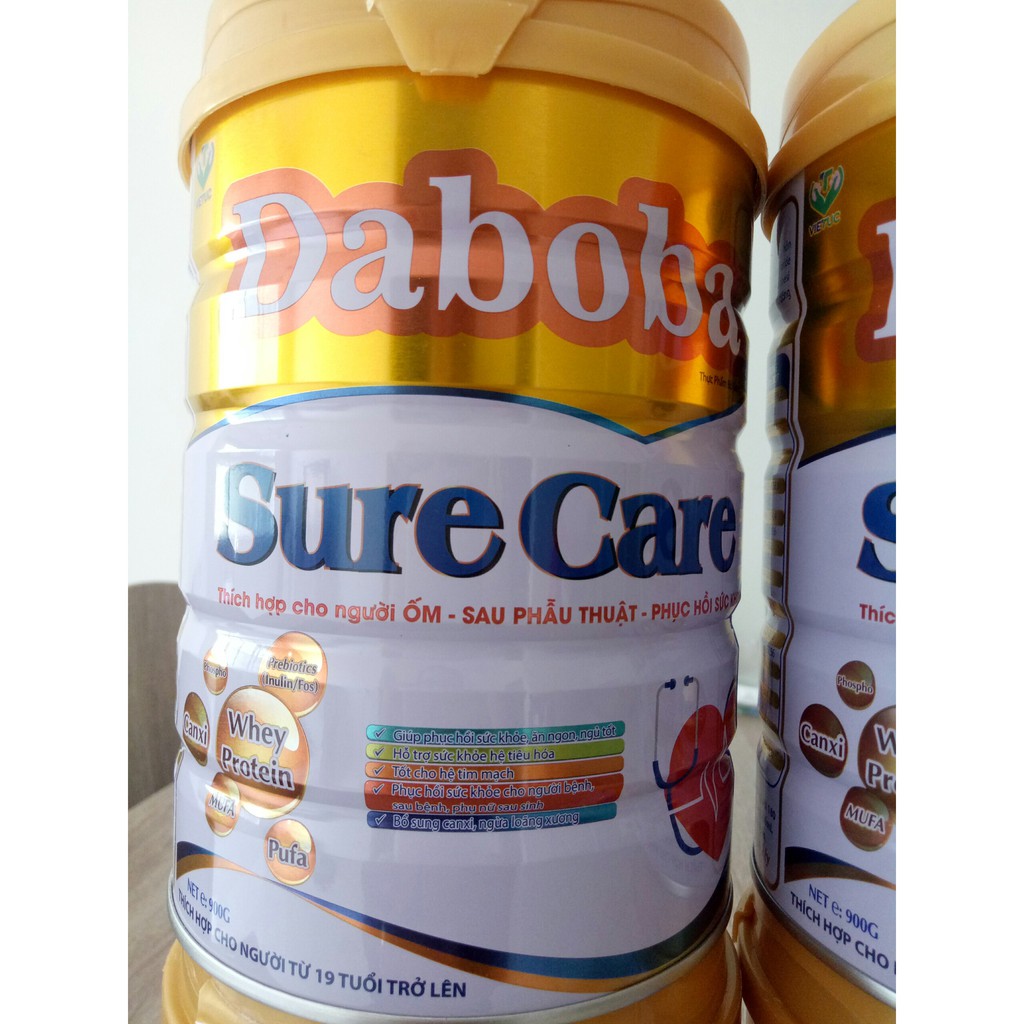 Sữa phục hồi sức khỏe Daboba Sure Care dành Cho Người Lớn, Người Già yếu, Người bệnh, sau ốm và phẫu thuật 900g