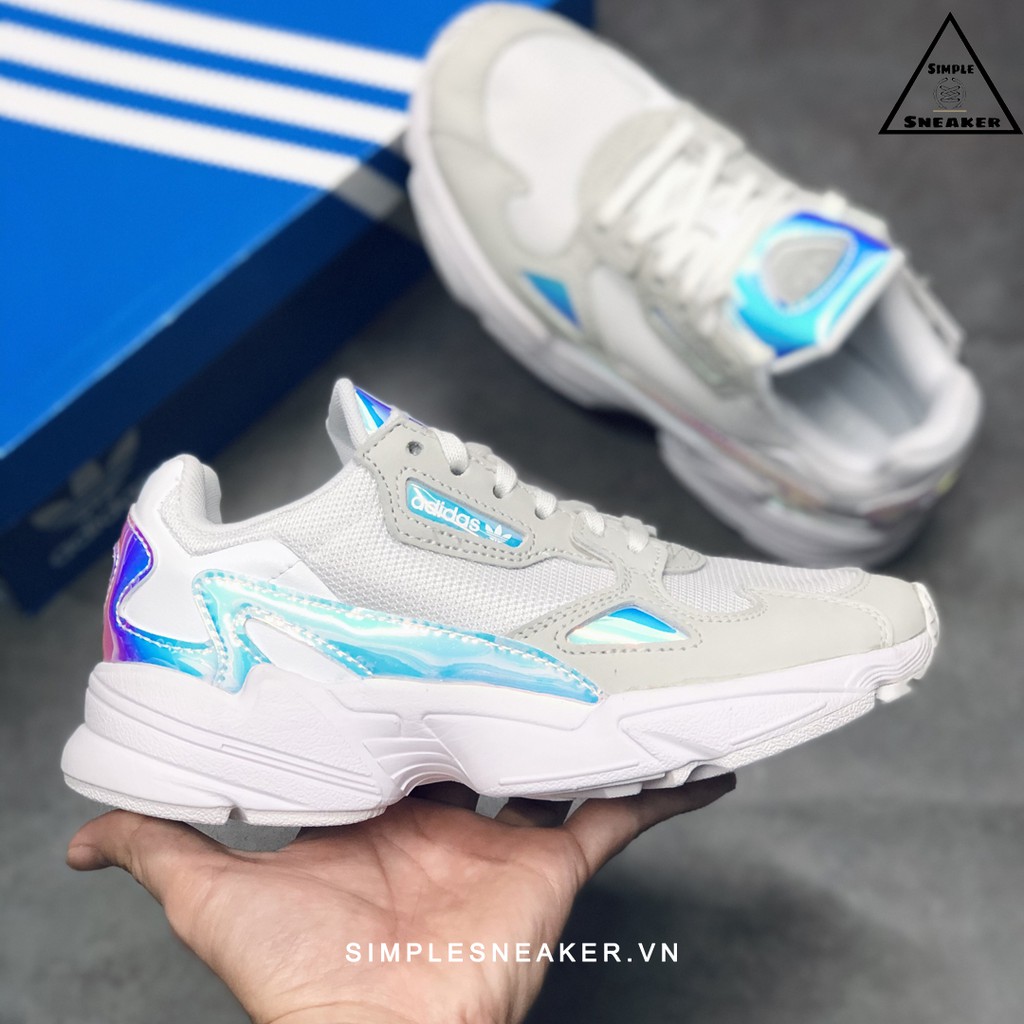 Giày Adidas Falcon Chính Hãng FREESHIP Adidas Falcon Nữ Chuẩn Auth - Giày Falcon White Hologram - Simple Sneaker