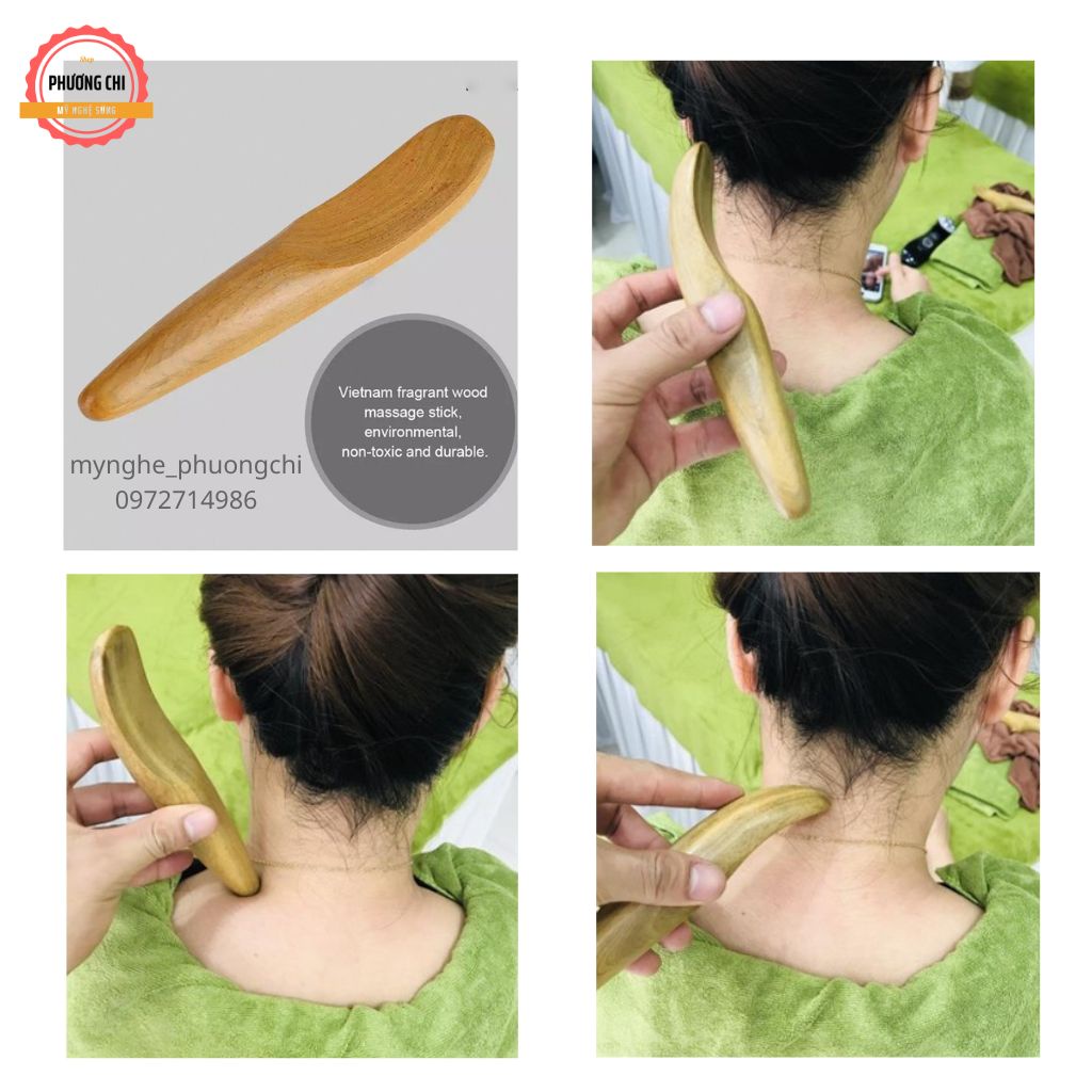 Dụng cụ ấn huyệt, cạo gió bằng gỗ thơm, dụng cụ massage xà cầy | Mỹ nghệ phương chi