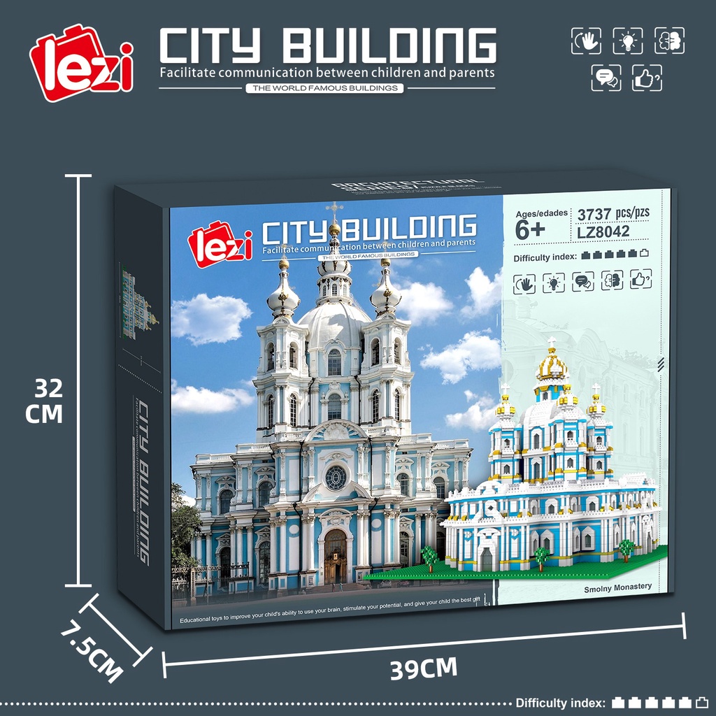 Bộ xếp hình trẻ em hình tu viện Smolny - Lego rèn luyện trí thông minh cho trẻ - Sunny