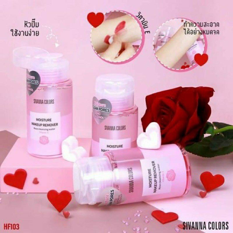 Nước tẩy trang không cồn Sivanna cOLORS tinh chất Hoa Hồng &amp; Vitamin E Thái Lan 180ml
