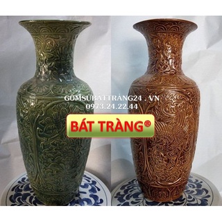 LỌ LỘC BÌNH PHONG THỦY CAO 43 cm HÌNH LONG PHỤNG LỤC BÌNH GỐM BÁT TRÀNG LỌ HOA CẮM CÀNH ĐÀO