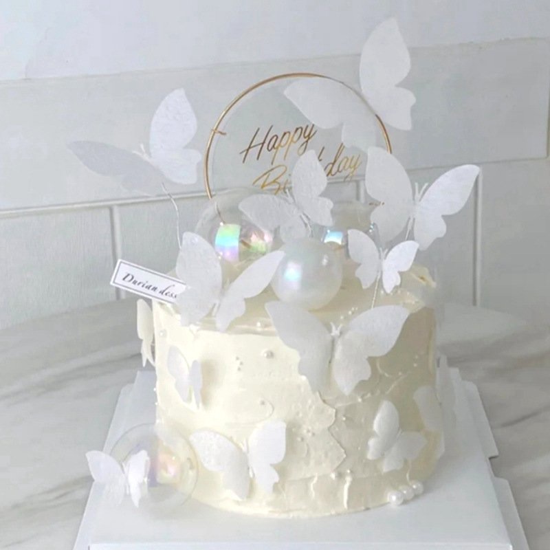 – Bướm trắng - Trang trí bánh sinh nhật bánh kem