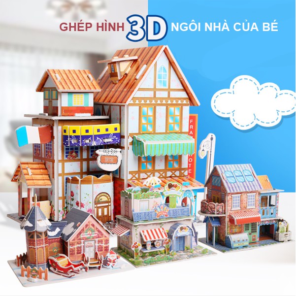 [Mã LIFE20KALL giảm 10% đơn 50K] Đồ chơi ghép hình 3D ngôi nhà của bé