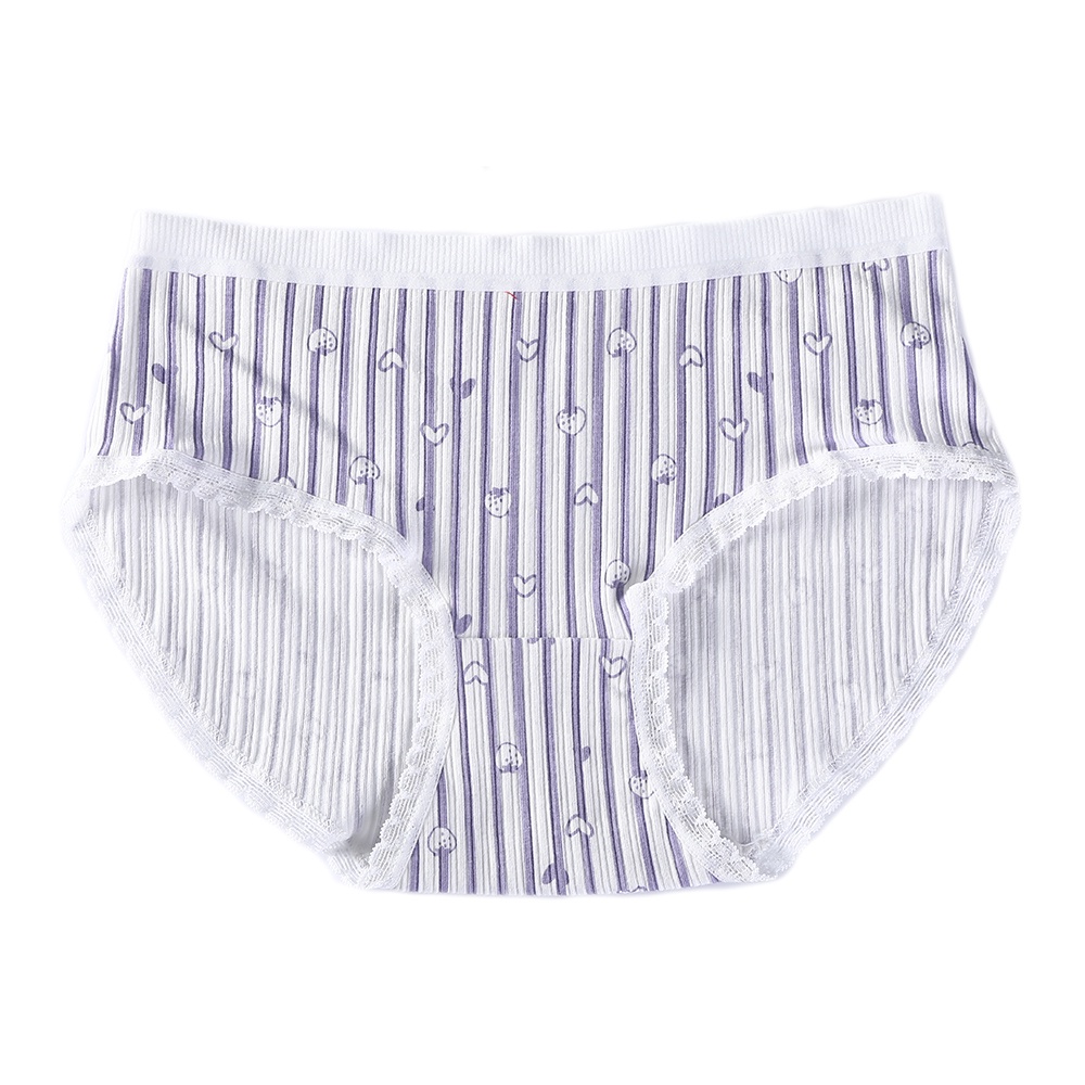 Bộ 5 Quần Lót Cotton Aijolen Lưng Vừa In Họa Tiết Thỏ Hoạt Hình Màu Tím Phong Cách Nhật Bản Dễ Thương Cho Nữ
