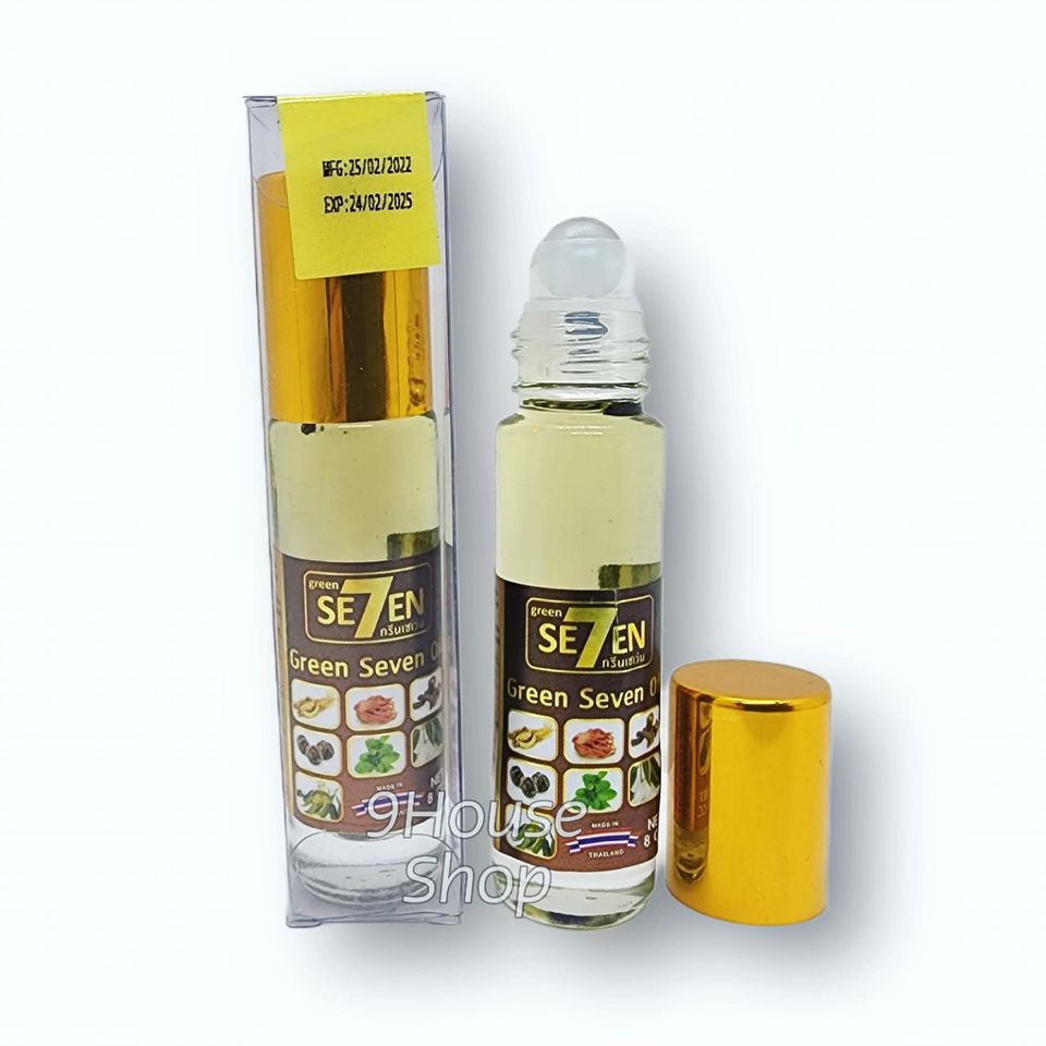 01 Dầu Lăn 7 Vị Thảo Dược Green Seven Oil Thái Lan 8ml (Gold)