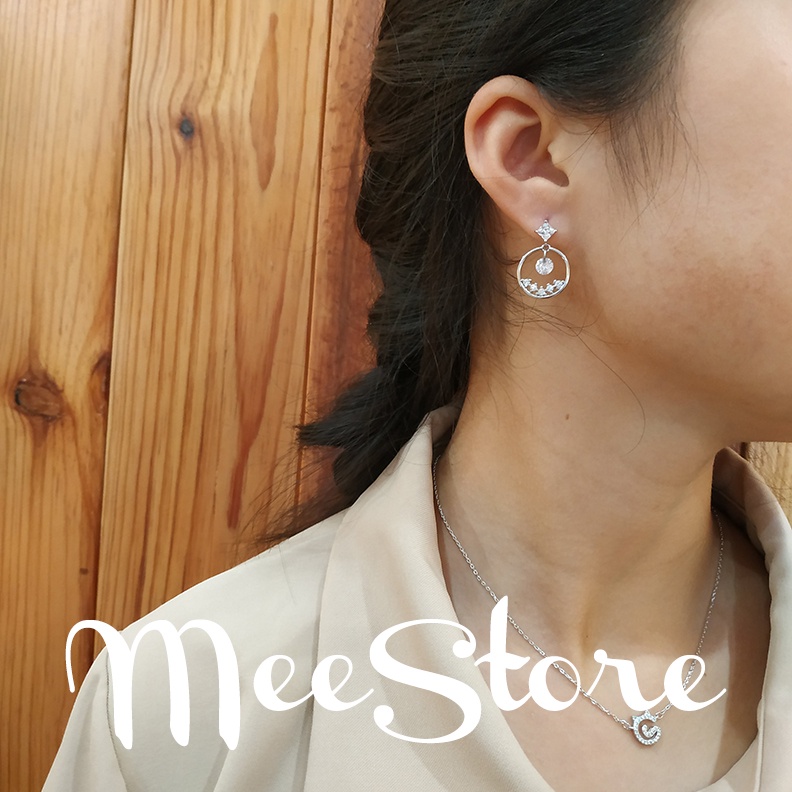 Khuyên tai bông tai Sparkling Round Mee Store - E011