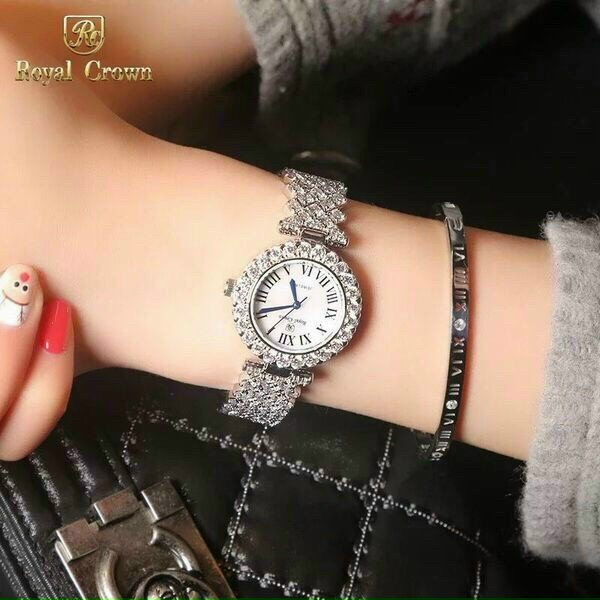 Đồng hồ đeo tay nữ, đồng hồ nữ ROYAL CROWN đính kim cương nhân tạo sáng lấp lánh cho nữ, siêu sang, giá cực rẻ