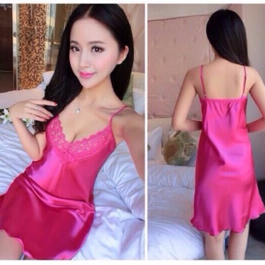 Váy ngủ hai dây sexy cổ ren hoa - VN65135