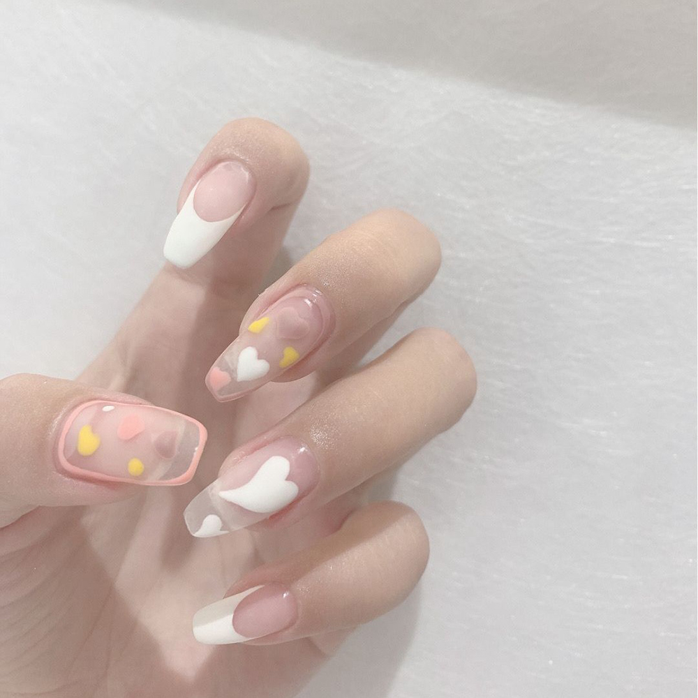 Set 24 Móng Tay Giả Họa Tiết 3d Xinh Xắn Trang Trí Móng Tay Nghệ Thuật
